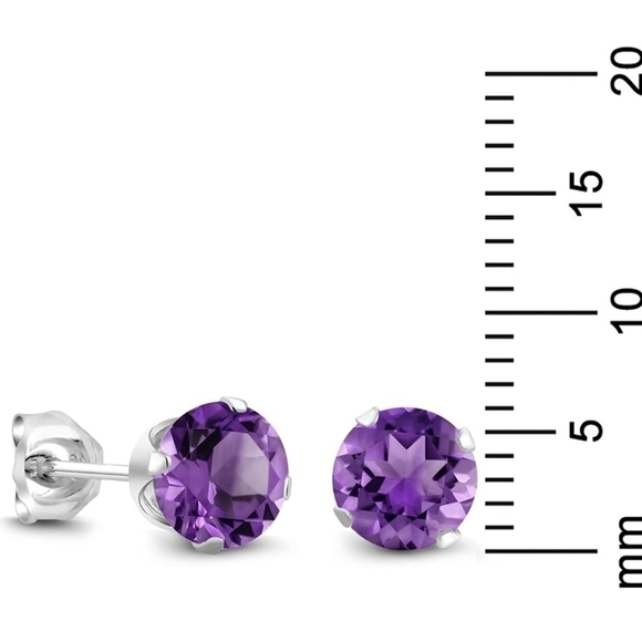 1.50CT Purple Amethyst 925 Sterling Silver Stud Earrings Birthstone Gift Women - Picture 3 of 3